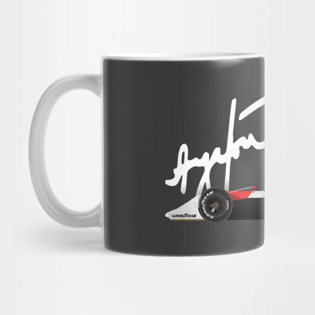 Ayrton Senna's McLaren MP4/5 Illustration with signature by Burro Wheel